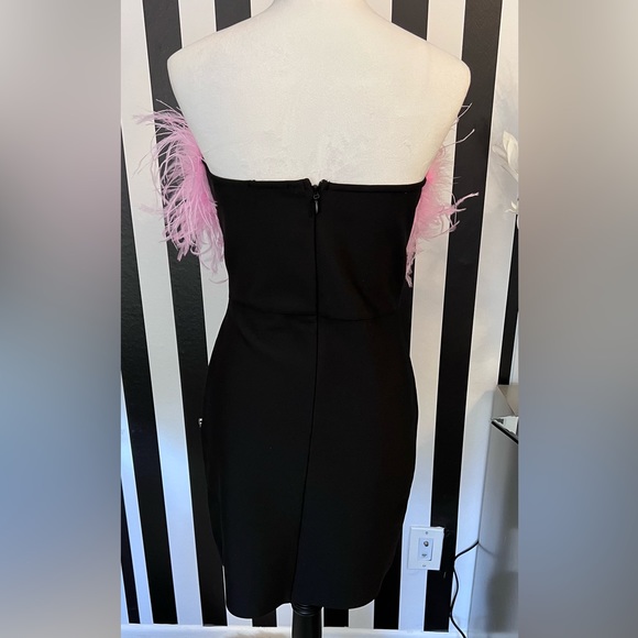 Strapless Ostrich Feather Mini Bandage Dress with Rhinestone Trim - NWT - Picture 5 of 5